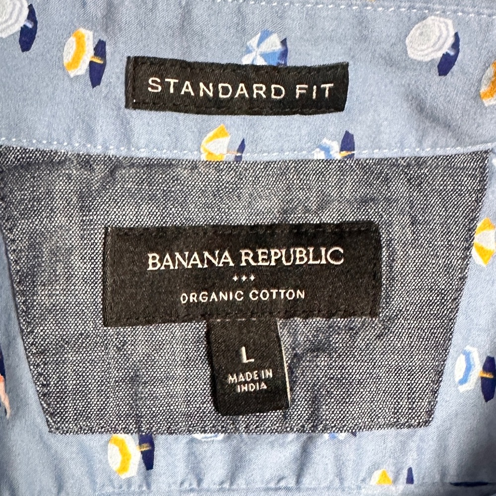 Banana Republic Men's Blue Patterned Casual Shirt - Picture 5 of 5